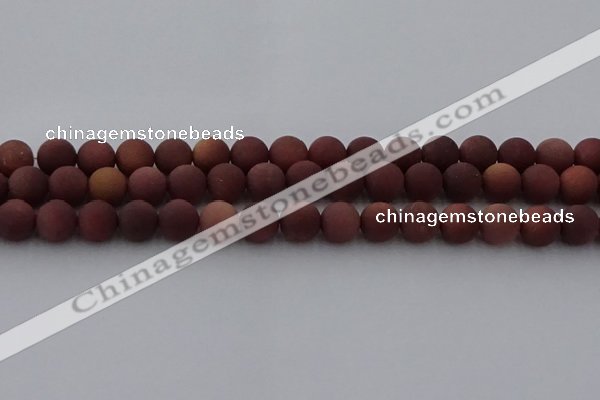 COJ473 15.5 inches 10mm round matte African blood jasper beads