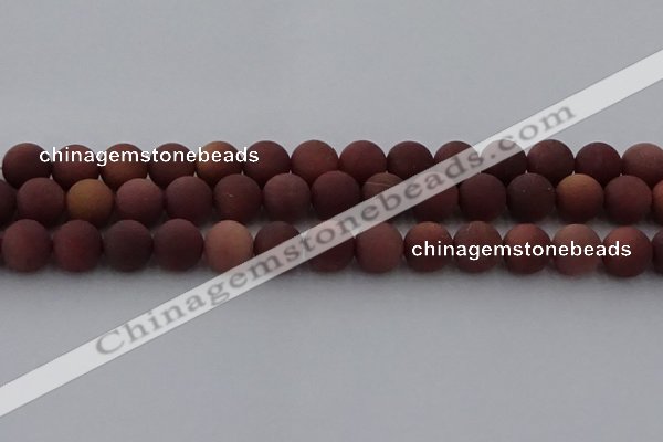 COJ474 15.5 inches 12mm round matte African blood jasper beads