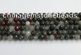 COJ485 15.5 inches 8mm faceted round blood jasper beads wholesale