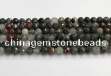 COJ486 15.5 inches 10mm faceted round blood jasper beads wholesale