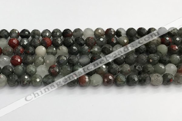 COJ486 15.5 inches 10mm faceted round blood jasper beads wholesale