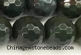 COJ503 15 inches 12mm faceted round Indian bloodstone jasper beads