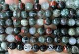 COJ508 15 inches 10mm faceted round blood jasper beads wholesale