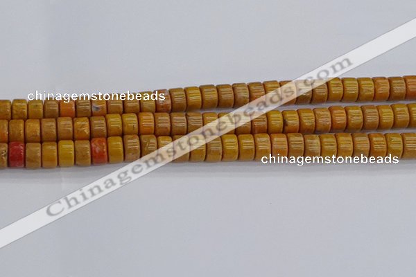 COJ621 15.5 inches 5*8mm heishi orpiment jasper beads