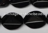 CON106 15.5 inches 18*25mm cut oval black onyx gemstone beads