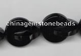 CON115 15.5 inches 18mm curved moon black onyx gemstone beads