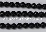 CON14 15.5 inches 7mm faceted round black onyx gemstone beads