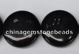 CON47 15.5 inches 25mm flat round black onyx gemstone beads