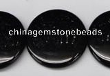 CON48 15.5 inches 28mm flat round black onyx gemstone beads