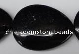 CON55 15.5 inches 30*40mm flat teardrop black onyx gemstone beads