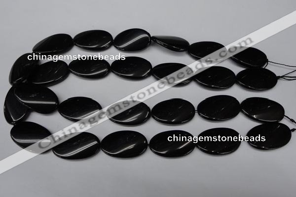 CON59 15.5 inches 18*30mm twisted oval black onyx gemstone beads