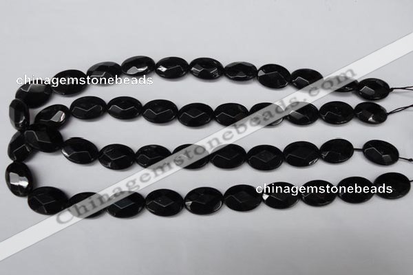 CON65 15.5 inches 13*18mm faceted oval black onyx gemstone beads