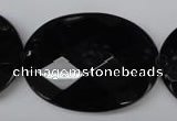 CON70 15.5 inches 30*40mm faceted oval black onyx gemstone beads