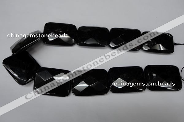 CON94 15.5 inches 30*40mm faceted rectangle black onyx gemstone beads