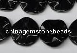 CON95 15.5 inches 19mm wavy coin black onyx gemstone beads