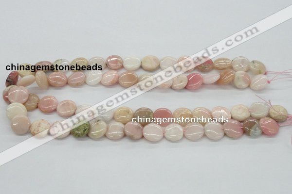 COP09 15.5 inches 14mm flat round natural pink opal beads wholesale