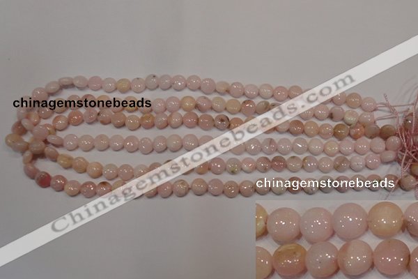 COP1011 15.5 inches 8mm flat round natural pink opal gemstone beads