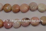 COP1012 15.5 inches 10mm flat round natural pink opal gemstone beads