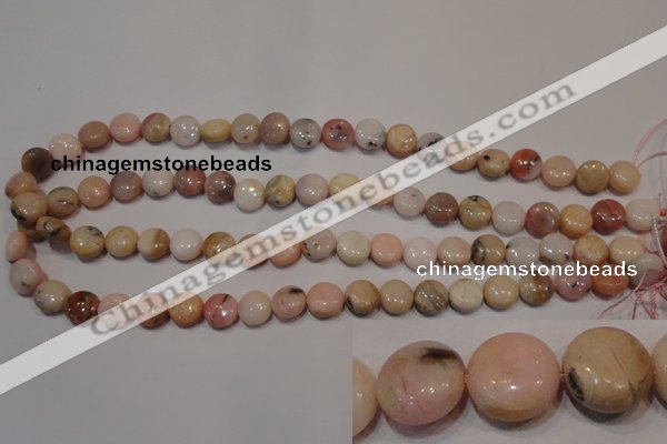 COP1012 15.5 inches 10mm flat round natural pink opal gemstone beads