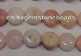 COP1014 15.5 inches 12mm flat round natural pink opal gemstone beads