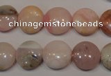 COP1015 15.5 inches 14mm flat round natural pink opal gemstone beads