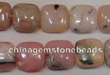 COP1044 15.5 inches 14*14mm square natural pink opal gemstone beads