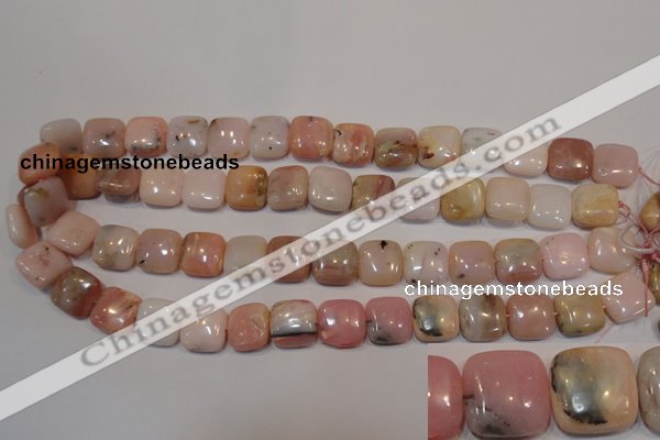 COP1044 15.5 inches 14*14mm square natural pink opal gemstone beads