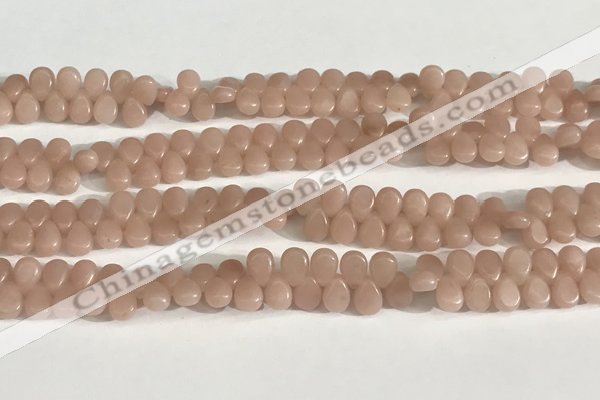 COP1246 15.5 inches 5*7mm flat teardrop Chinese pink opal beads