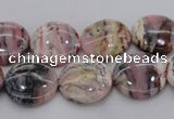 COP1260 15.5 inches 10mm flat round natural pink opal gemstone beads