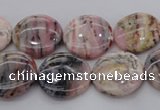 COP1261 15.5 inches 12mm flat round natural pink opal gemstone beads