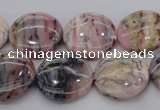 COP1262 15.5 inches 14mm flat round natural pink opal gemstone beads