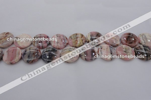 COP1262 15.5 inches 14mm flat round natural pink opal gemstone beads