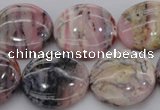 COP1265 15.5 inches 20mm flat round natural pink opal gemstone beads