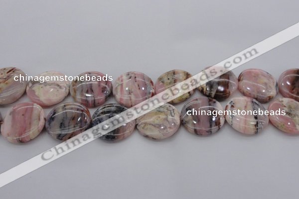 COP1265 15.5 inches 20mm flat round natural pink opal gemstone beads