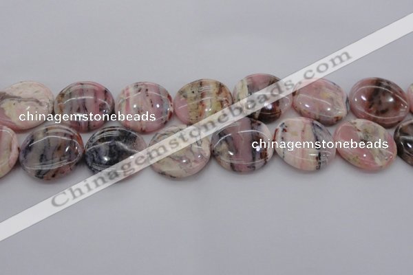 COP1266 15.5 inches 22mm flat round natural pink opal gemstone beads