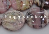 COP1267 15.5 inches 25mm flat round natural pink opal gemstone beads