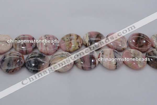 COP1267 15.5 inches 25mm flat round natural pink opal gemstone beads