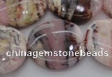 COP1268 15.5 inches 30mm flat round natural pink opal gemstone beads