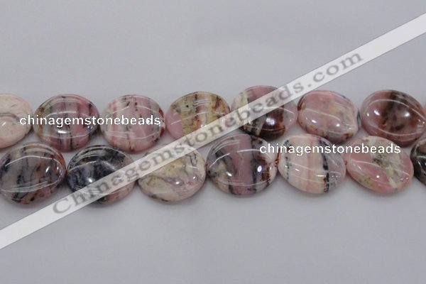 COP1268 15.5 inches 30mm flat round natural pink opal gemstone beads