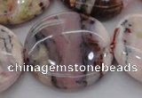 COP1270 15.5 inches 40mm flat round natural pink opal gemstone beads