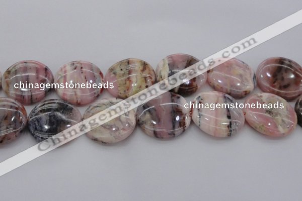 COP1270 15.5 inches 40mm flat round natural pink opal gemstone beads