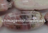 COP1284 15.5 inches 30*60mm oval natural pink opal gemstone beads