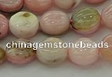 COP1294 15.5 inches 10mm flat round natural pink opal beads