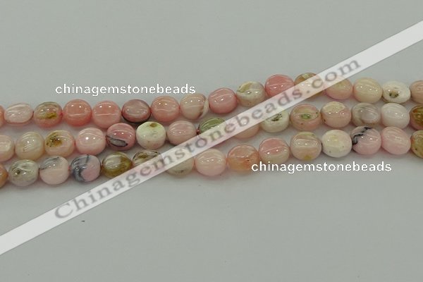 COP1294 15.5 inches 10mm flat round natural pink opal beads