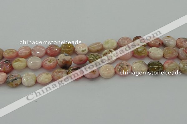 COP1295 15.5 inches 12mm flat round natural pink opal beads