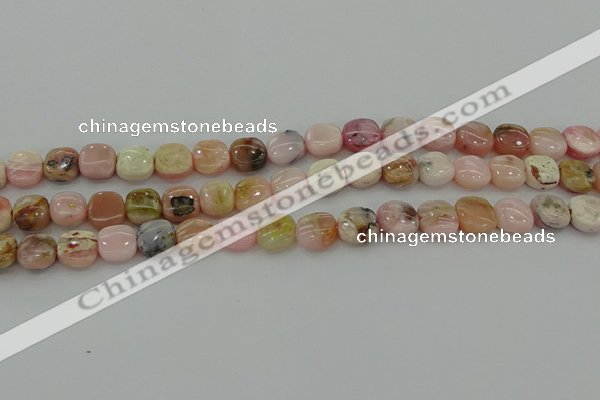 COP1297 15.5 inches 8*8mm square natural pink opal beads