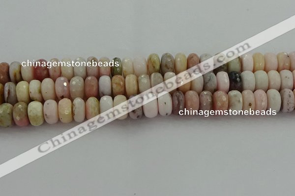 COP1324 15.5 inches 7*12mm faceted rondelle natural pink opal beads