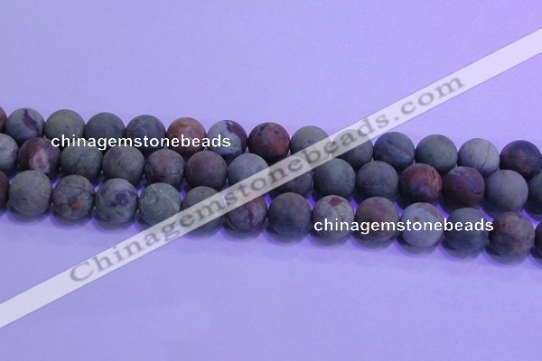 COP1354 15.5 inches 12mm round matte green opal gemstone beads