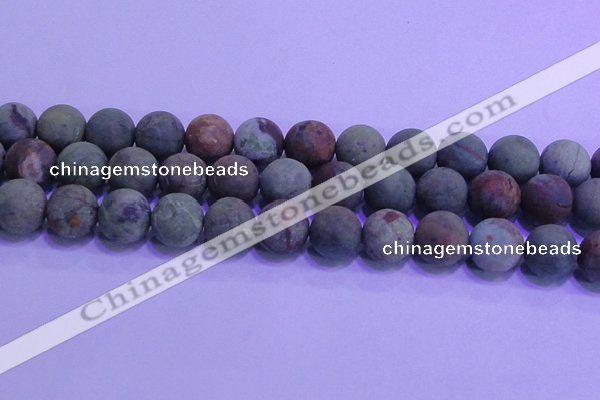 COP1356 15.5 inches 16mm round matte green opal gemstone beads