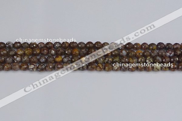 COP1387 15.5 inches 6mm faceted round fire lace opal beads